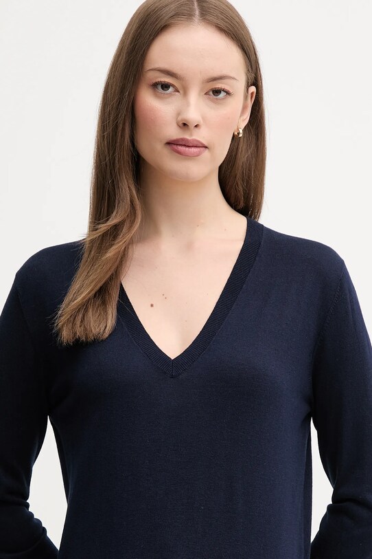 United Colors of Benetton sweter z domieszką jedwabiu granatowy 1ZRED402L