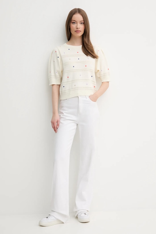 United Colors of Benetton pulover de bumbac 10C1E10DO bej SS25