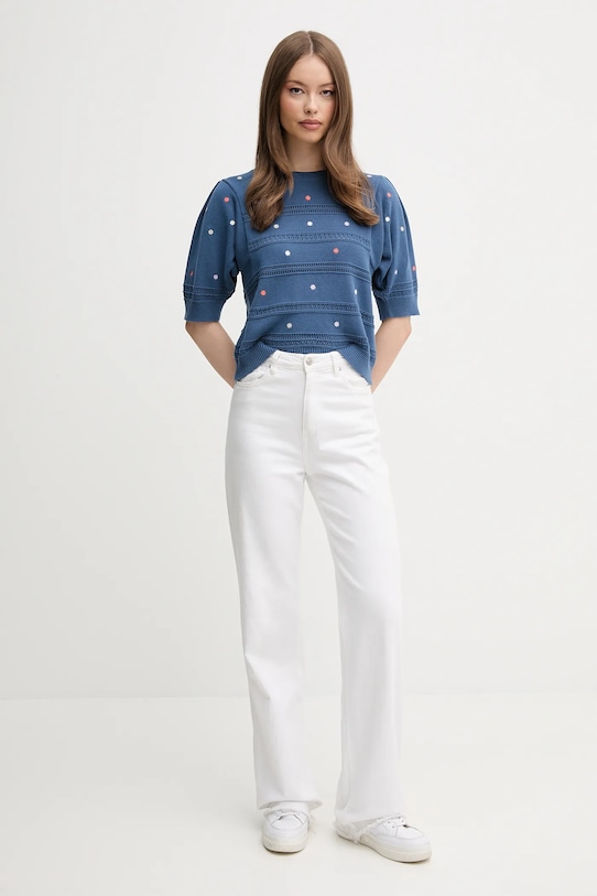 Βαμβακερό πουλόβερ United Colors of Benetton 10C1E10DO σκούρο μπλε SS25