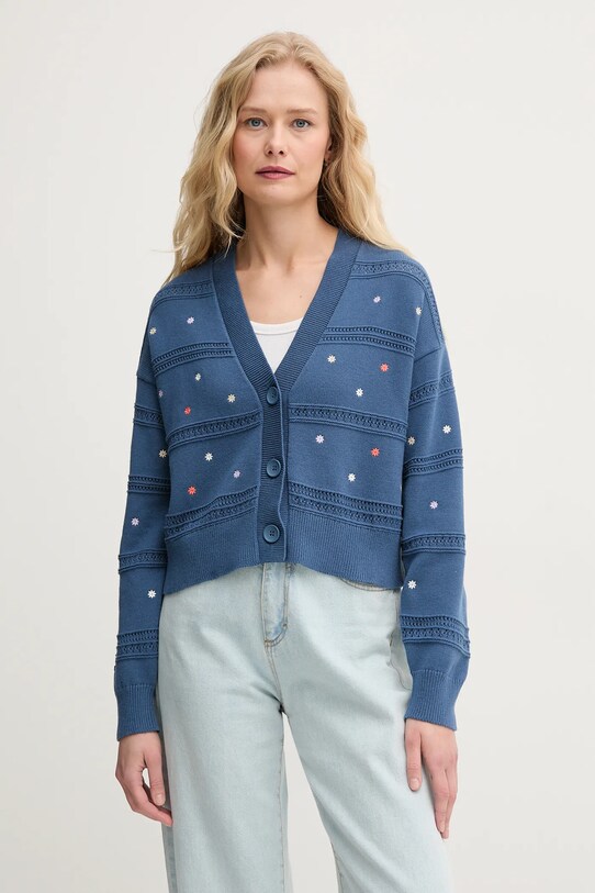 United Colors of Benetton cardigan din bumbac fixat bleumarin 10C1E604W