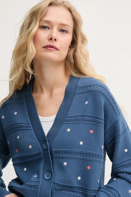 United Colors of Benetton pamut kardigán sötétkék 10C1E604W