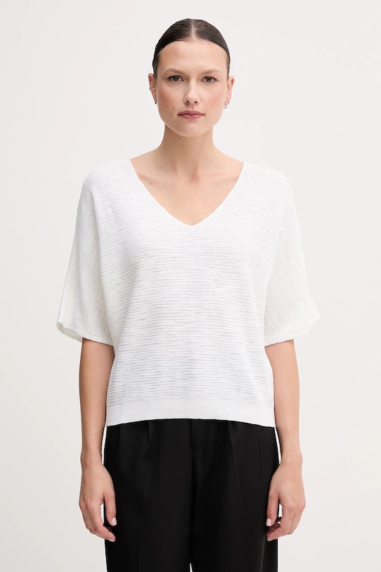 United Colors of Benetton sweter z domieszką lnu pozostałe beżowy 115GD10CS