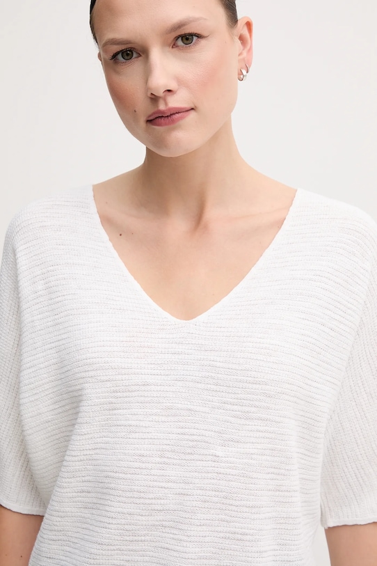 United Colors of Benetton sweter z domieszką lnu beżowy 115GD10CS