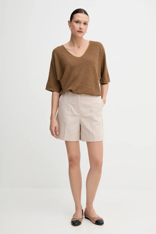 Свитер с примесью льна United Colors of Benetton 115GD10CS коричневый SS25