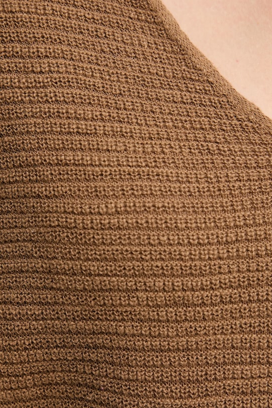 United Colors of Benetton sweter z domieszką lnu 115GD10CS brązowy