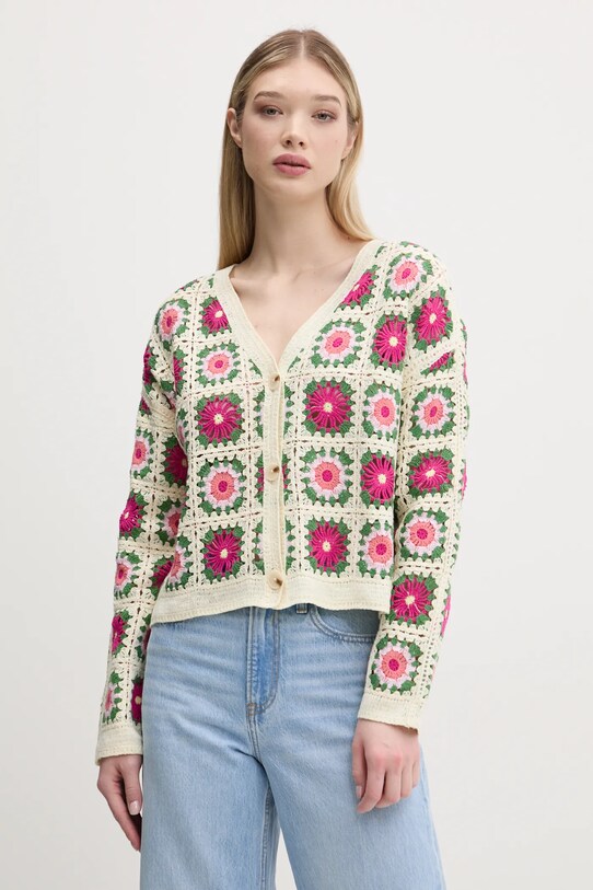 Desigual cardigan JOHANNA a maglia fine beige 25SWJF36