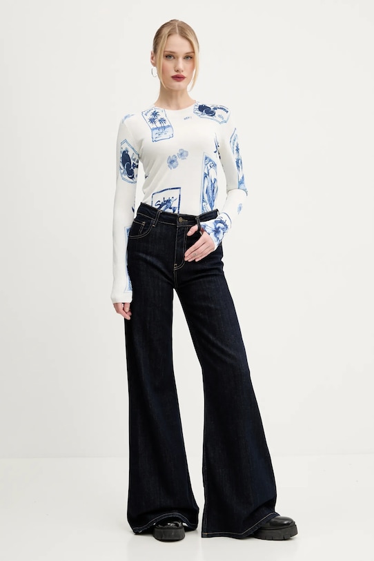 Pulover s primesjo lanu Desigual TAMPERE 25SWJF32 bela SS25