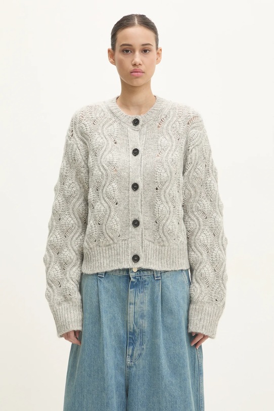 Samsoe Samsoe woolen cardigan Safiora melange gray F24400095