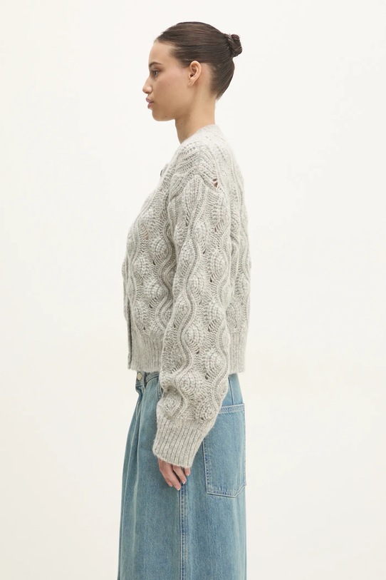 Samsoe Samsoe kardigan wełniany Safiora F24400095 szary SS25