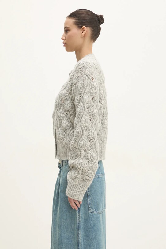 Samsoe Samsoe woolen cardigan Safiora F24400095 gray SS25