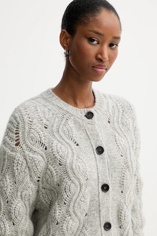 Samsoe Samsoe kardigan wełniany Safiora szary F24400095