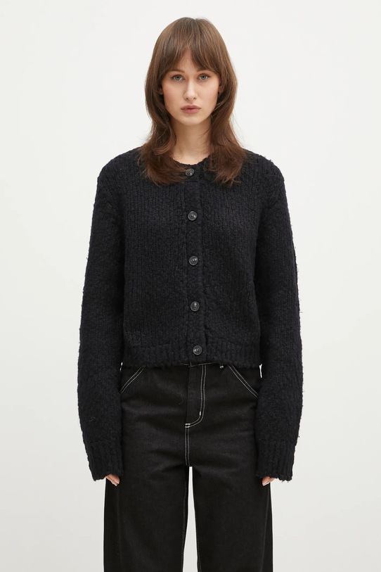Samsoe Samsoe woolen cardigan Sameryem medium thickness black F24400084