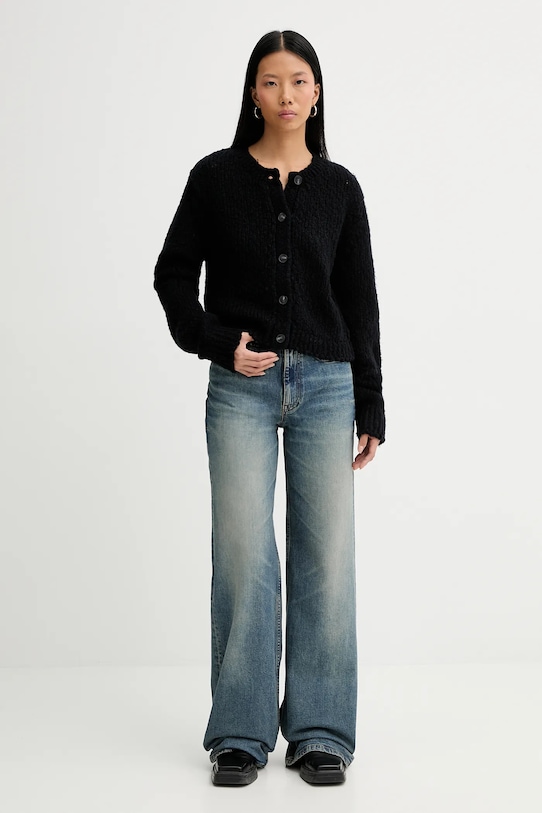 Шерстяной кардиган Samsoe Samsoe Sameryem F24400084 чёрный SS25