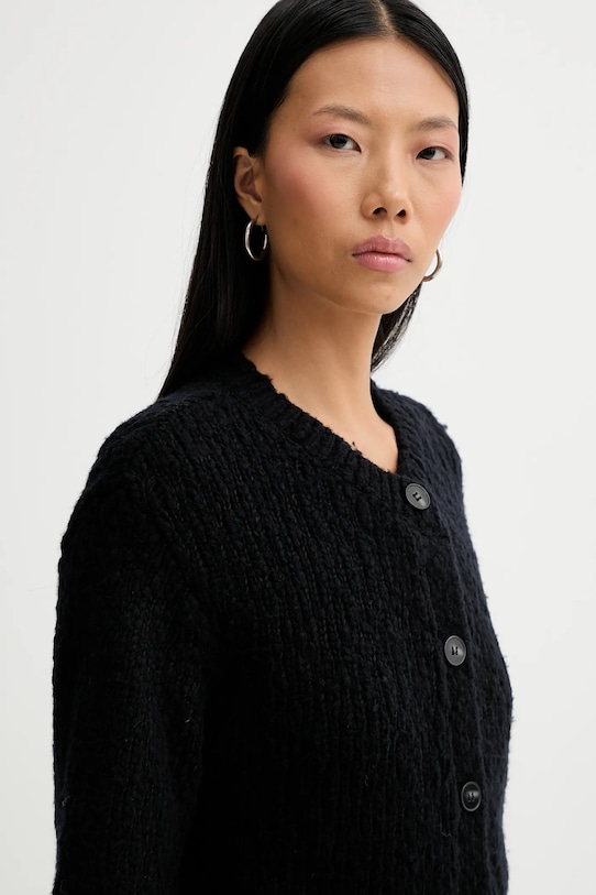 Шерстяной кардиган Samsoe Samsoe Sameryem чёрный F24400084