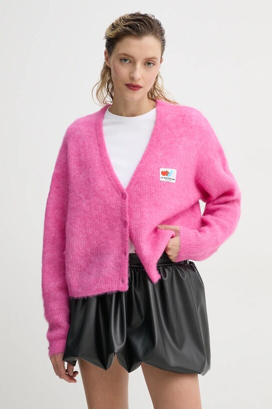 American Vintage cardigan uni roz NEN19AE25