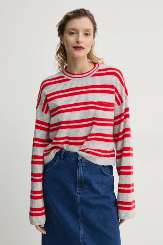 American Vintage pulover de lana subtiri gri RAX18GE25