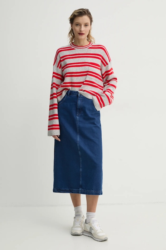 American Vintage pulover de lana RAX18GE25 gri SS25