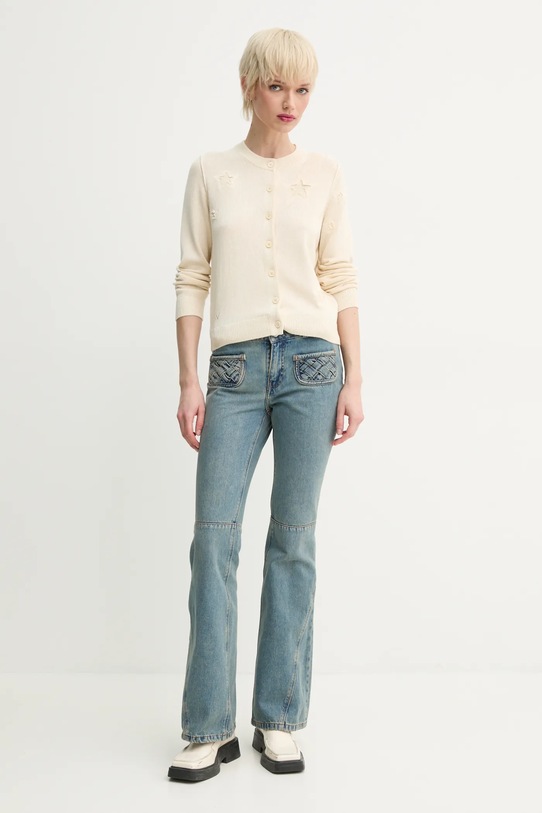 ZADIG&VOLTAIRE kardigan z domieszką jedwabiu KWCA01585.102 beżowy SS25