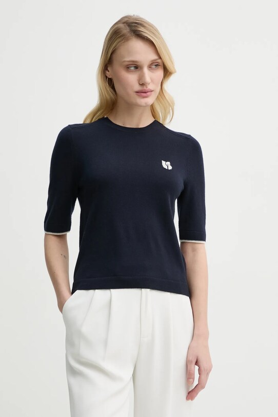 Vlnený sveter BA&SH JUMPER vlna tmavomodrá 1E25BREN