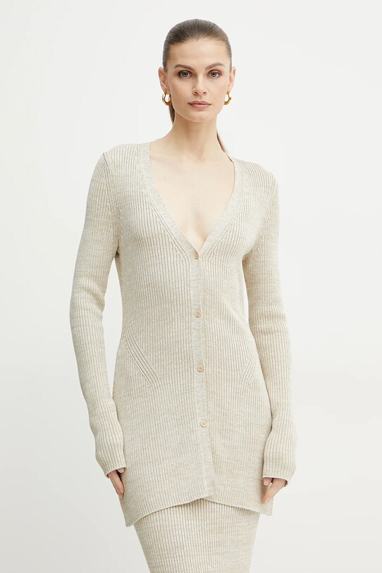 Kardigán BOSS melanž béžová 50534146