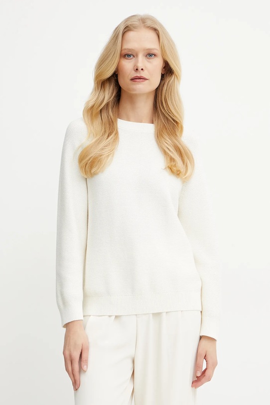 Bavlněný svetr BOSS kulatý béžová 50540213