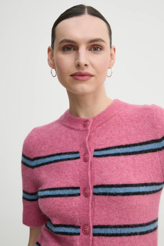 Samsoe Samsoe cardigan din lana SANOURA roz F25100053