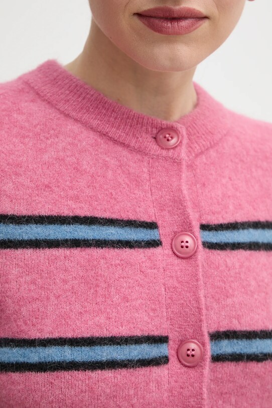 Samsoe Samsoe cardigan din lana SANOURA F25100053 roz