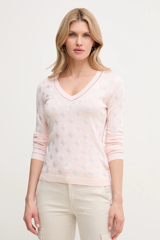 Sveter Guess ROSIE nášivka ružová W5GR07.Z3D60