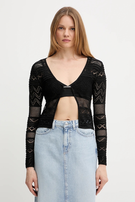 Πλεκτή ζακέτα Guess NELLIE άλλο μαύρο W5GR15.Z3E22