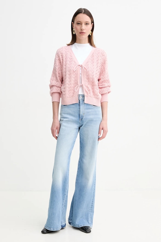 Βαμβακερή ζακέτα Guess RUTH W5GR43.Z3C71 ροζ SS25