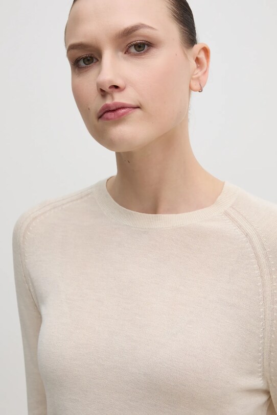 Calvin Klein sweter z domieszką jedwabiu beżowy K20K208199