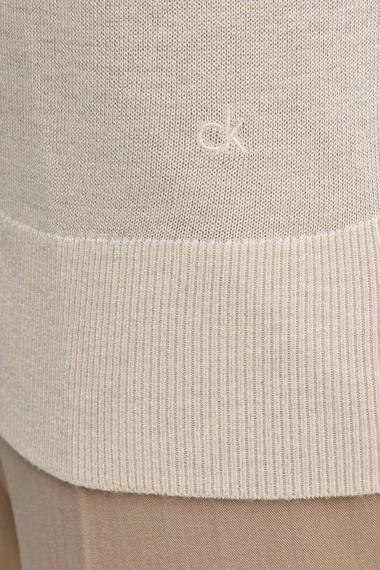 Sveter s prímesou hodvábu Calvin Klein K20K208200 béžová
