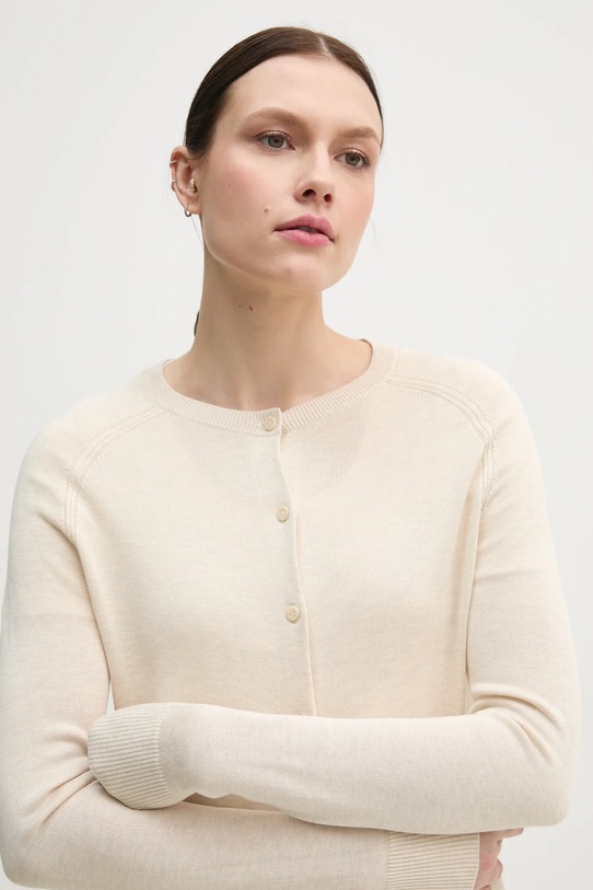 Calvin Klein kardigan z domieszką jedwabiu beżowy K20K208405