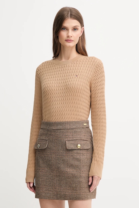 Tommy Hilfiger pulover de bumbac subtiri bej WW0WW44993