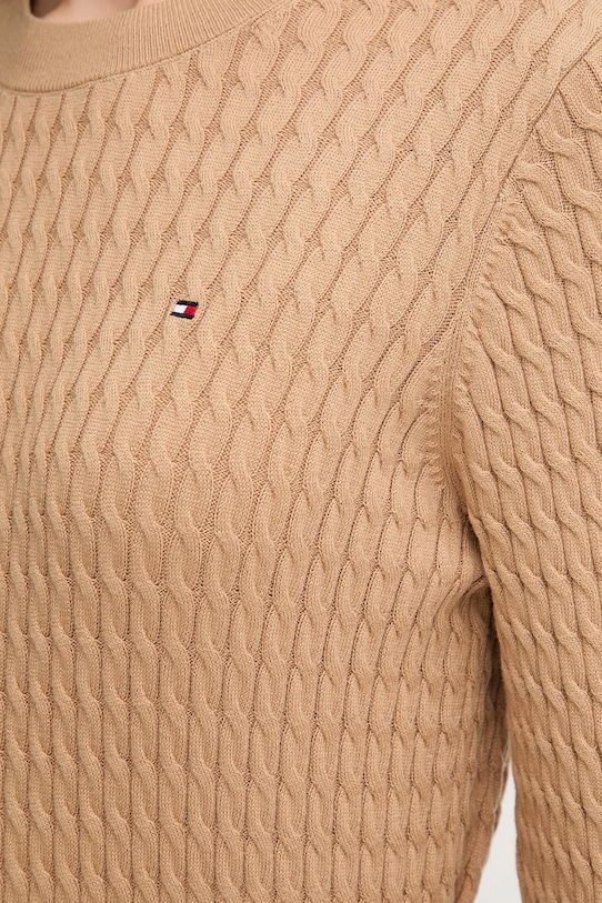 Памучен пуловер Tommy Hilfiger WW0WW44993 бежов