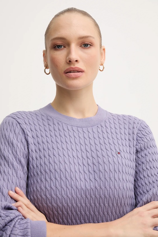 Bavlněný svetr Tommy Hilfiger fialová WW0WW44993