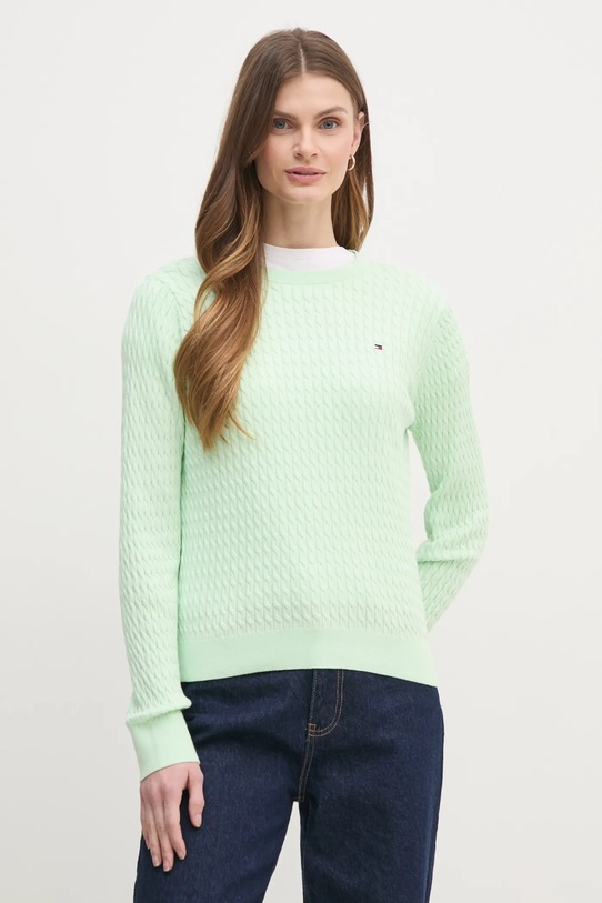 Bavlnený sveter Tommy Hilfiger bavlna zelená WW0WW44993