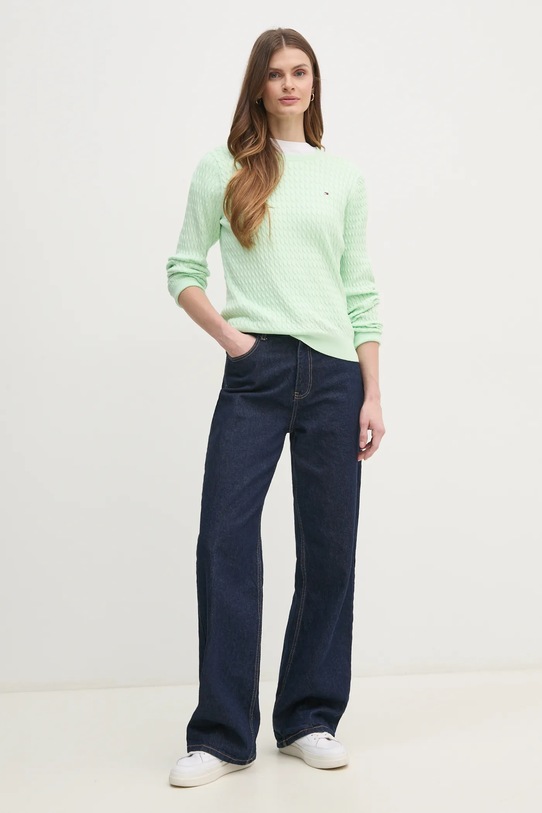 Bavlnený sveter Tommy Hilfiger WW0WW44993 zelená AW25