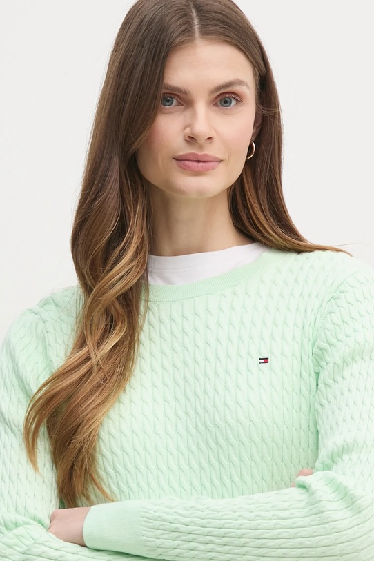 Bavlnený sveter Tommy Hilfiger zelená WW0WW44993