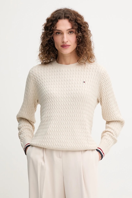 Tommy Hilfiger maglione in cotone beige WW0WW44993