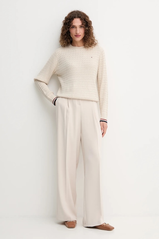 Tommy Hilfiger sweter bawełniany WW0WW44993 beżowy AW25