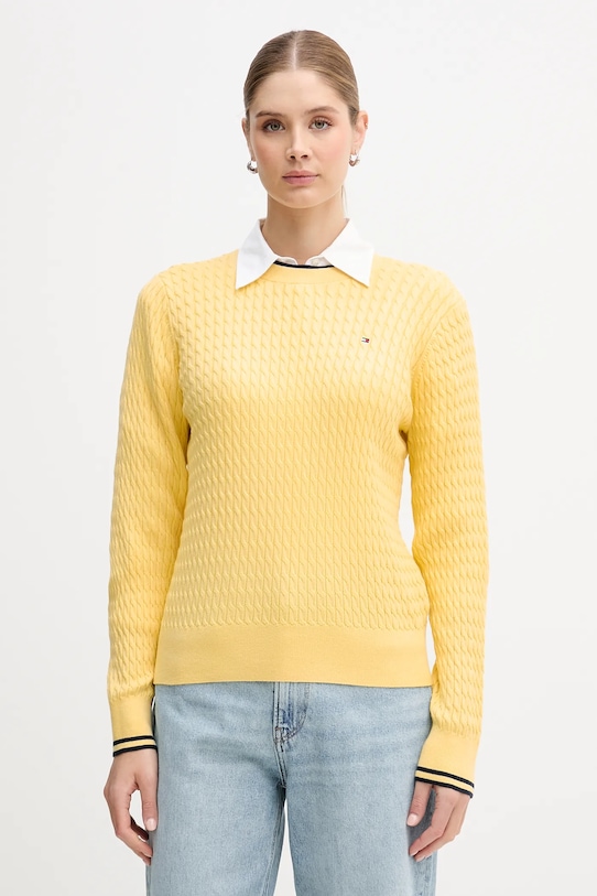 Памучен пуловер Tommy Hilfiger памук жълт WW0WW44993