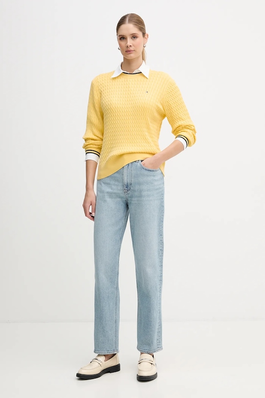 Памучен пуловер Tommy Hilfiger WW0WW44993 жълт AW25