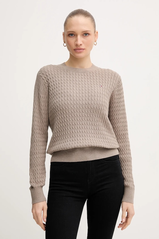Tommy Hilfiger sweter bawełniany bawełna beżowy WW0WW44993
