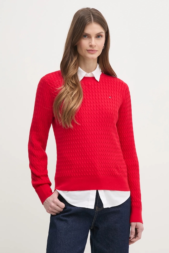 Бавовняний светр Tommy Hilfiger бавовна червоний WW0WW44993
