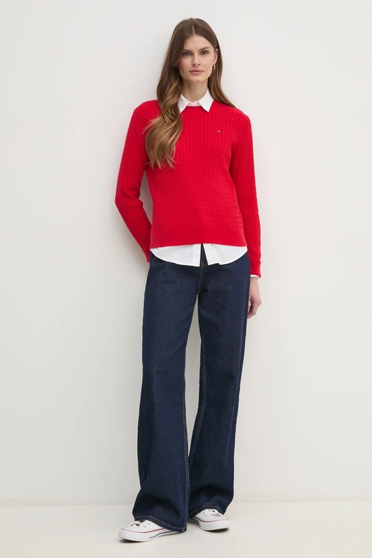 Бавовняний светр Tommy Hilfiger WW0WW44993 червоний AW25