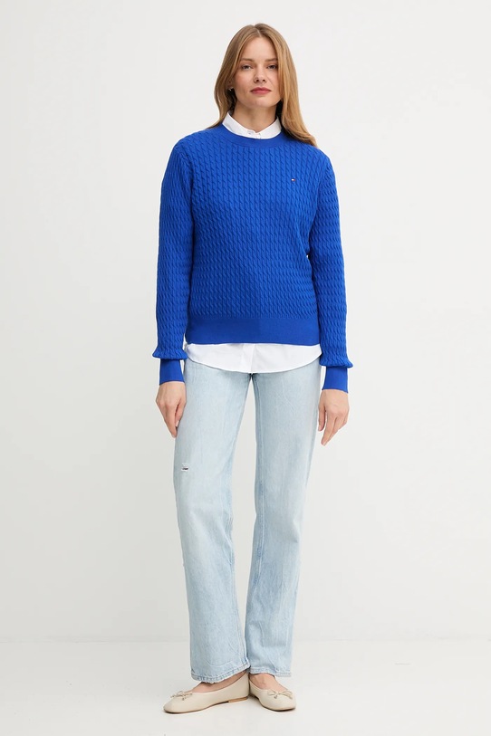 Bavlněný svetr Tommy Hilfiger WW0WW44993 modrá AW25