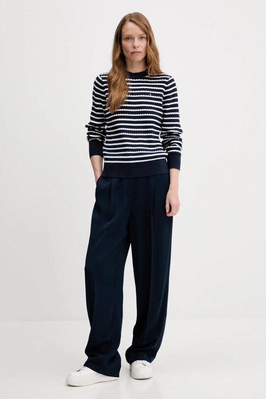 Tommy Hilfiger sweter bawełniany WW0WW44993 granatowy SS25