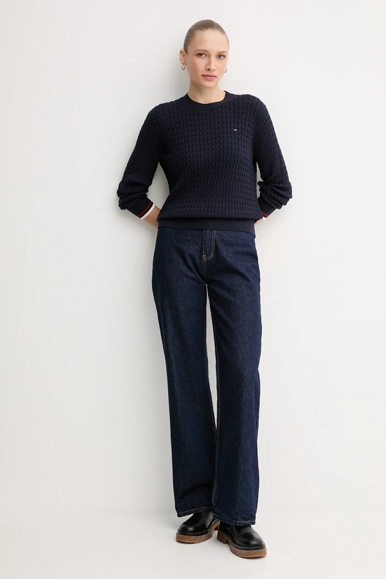 Bavlněný svetr Tommy Hilfiger WW0WW44993 námořnická modř AW25