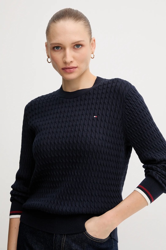 Bavlněný svetr Tommy Hilfiger námořnická modř WW0WW44993